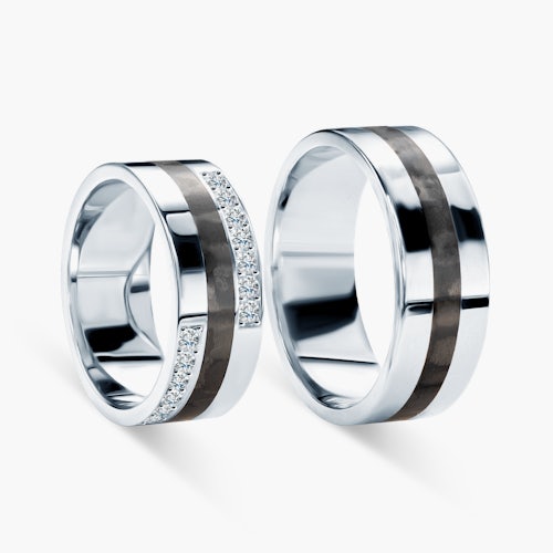 Obrączki ślubne: carbon, tytan, płaskie, 7,5 mm